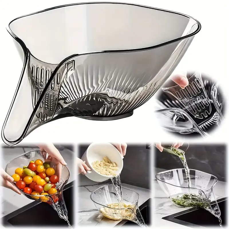 Multi-functional Drain Basket Bowl with Strainer Container, Kitchen Sink Food Catcher Drainer Fruit Rinser Vegetable Washing Filter Bowl over the Sink Colander - Image 2