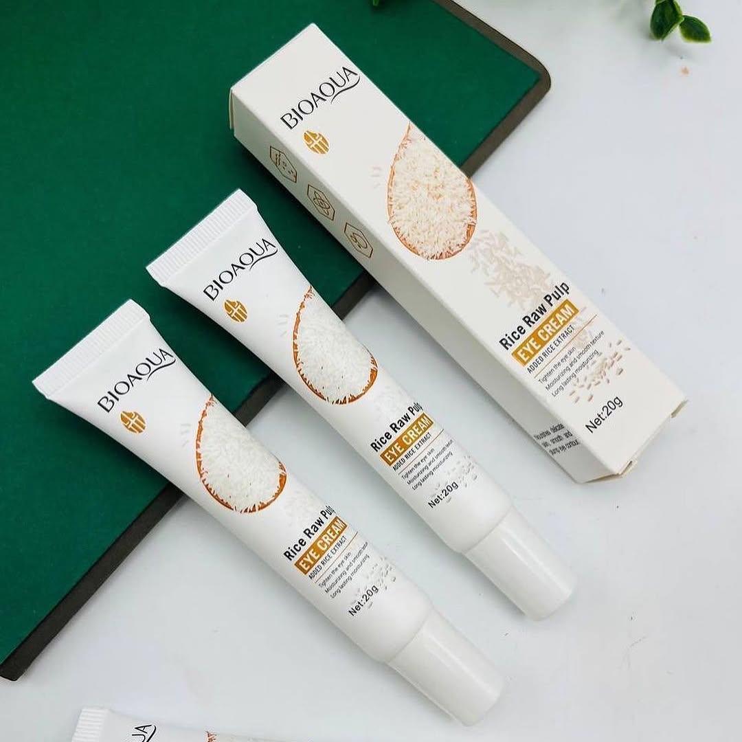 BioAqua Rice Brightening Eye Cream Rice Raw Pulp Eye Cream Acne Scar Removal - 20g - Image 2