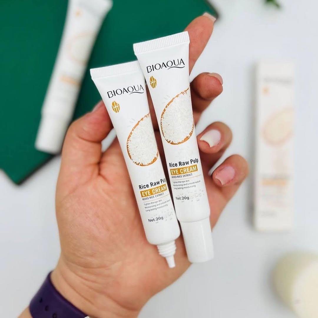 BioAqua Rice Brightening Eye Cream Rice Raw Pulp Eye Cream Acne Scar Removal - 20g - Image 3