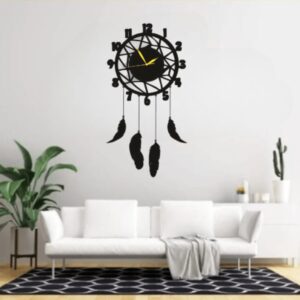 Wall Hanging Wall Clock, Wooden Feather Wall Hanging Home Decoration Dream Catcher