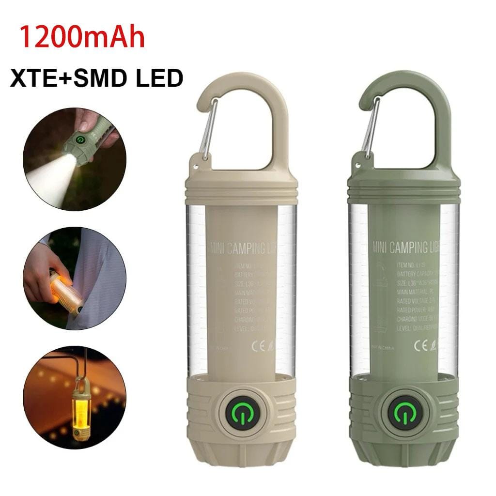Rechargeable LED Mini Camping Flashlight, Portable Outdoor Light with Hook, White Warm Light and Red Light, - Image 6