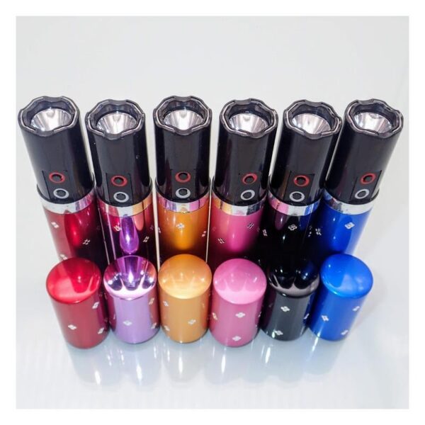2 in 1 Stun Gun + LED Flashlight Woman's Self-Defense Lipstick Gun Self Defense Flashlight for Women (Random color) - Image 2