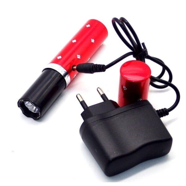 2 in 1 Stun Gun + LED Flashlight Woman's Self-Defense Lipstick Gun Self Defense Flashlight for Women (Random color) - Image 4