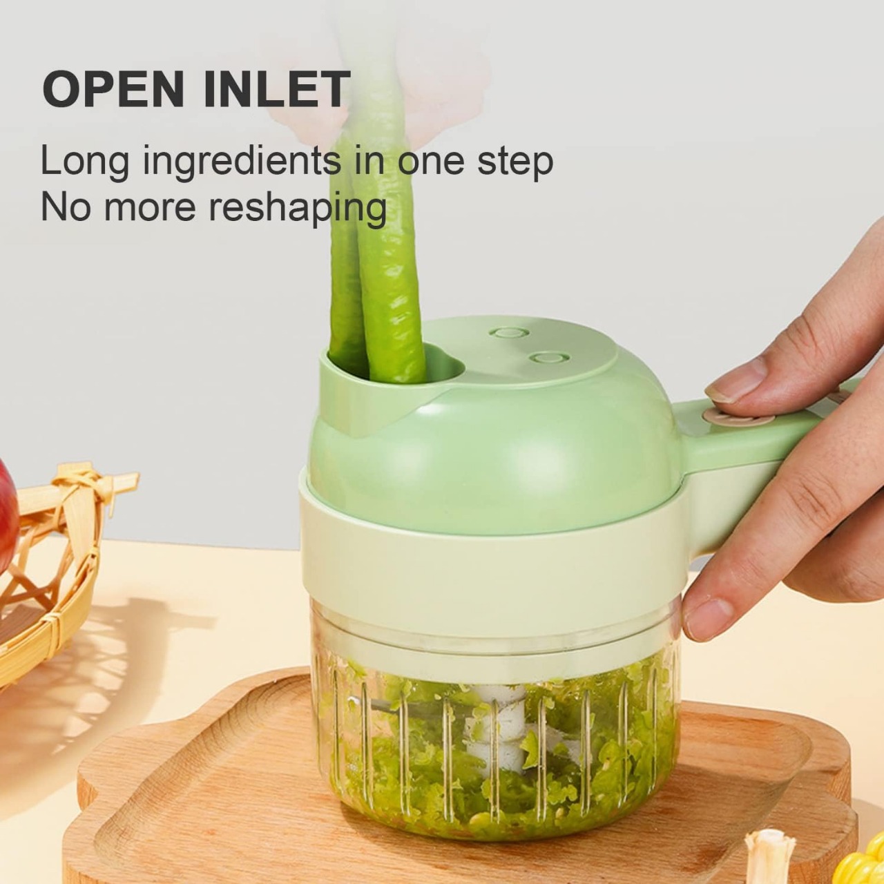 5 in 1 Handheld Hammer Electric Vegetable Cutter Set Mini Wireless Food Choppers Garlic Vegetable Chopper Slicer machine ( Random Color ) - Image 5