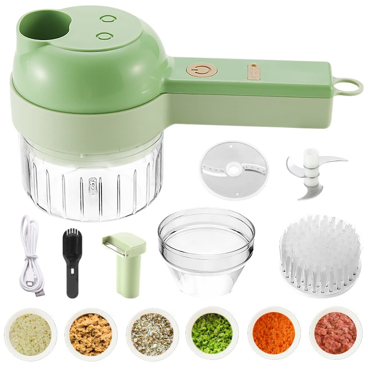 5 in 1 Handheld Hammer Electric Vegetable Cutter Set Mini Wireless Food Choppers Garlic Vegetable Chopper Slicer machine ( Random Color ) - Image 3