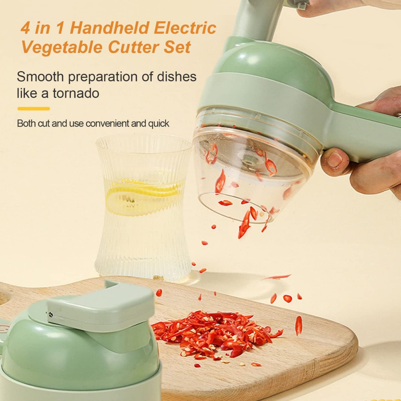 5 in 1 Handheld Hammer Electric Vegetable Cutter Set Mini Wireless Food Choppers Garlic Vegetable Chopper Slicer machine ( Random Color ) - Image 7