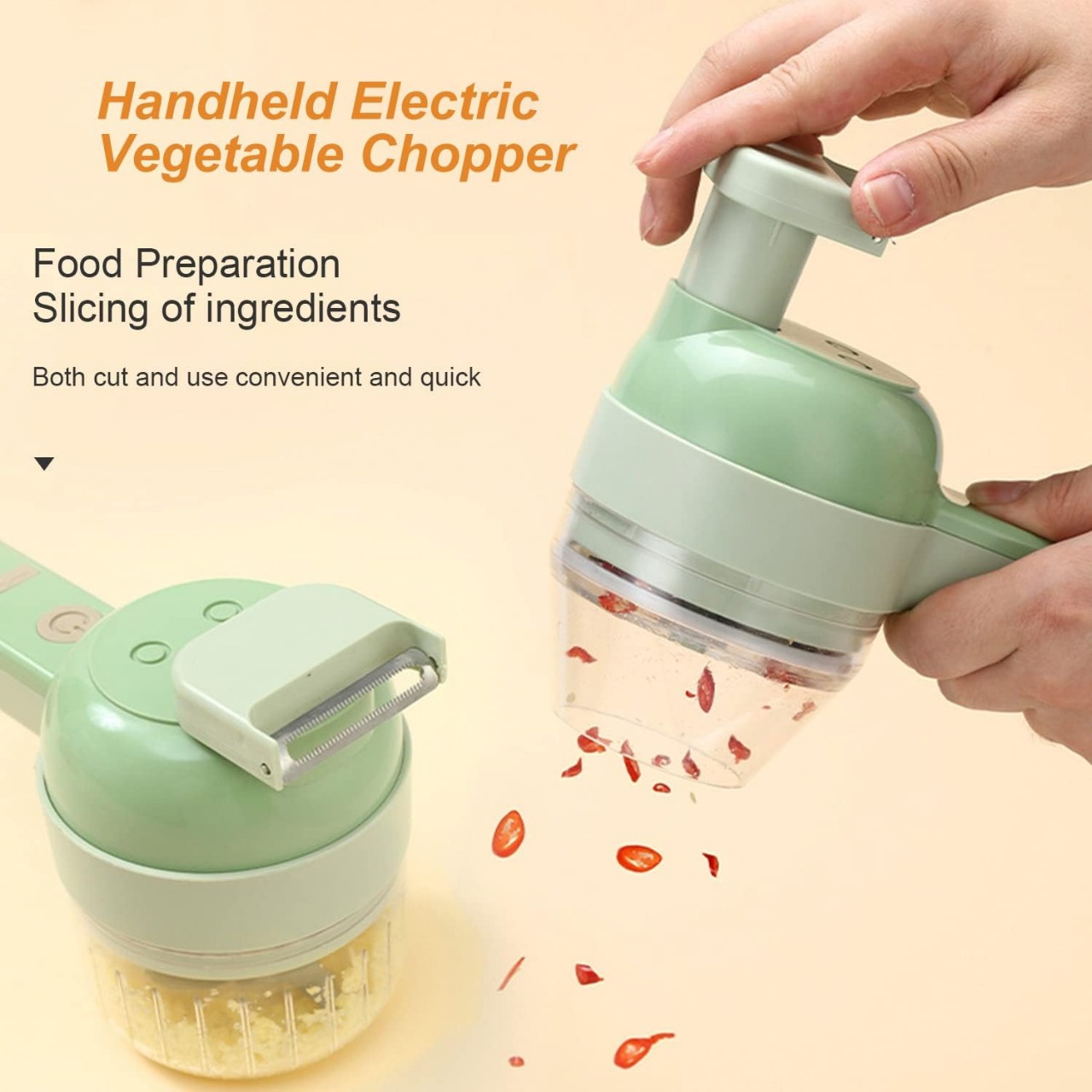 5 in 1 Handheld Hammer Electric Vegetable Cutter Set Mini Wireless Food Choppers Garlic Vegetable Chopper Slicer machine ( Random Color ) - Image 9