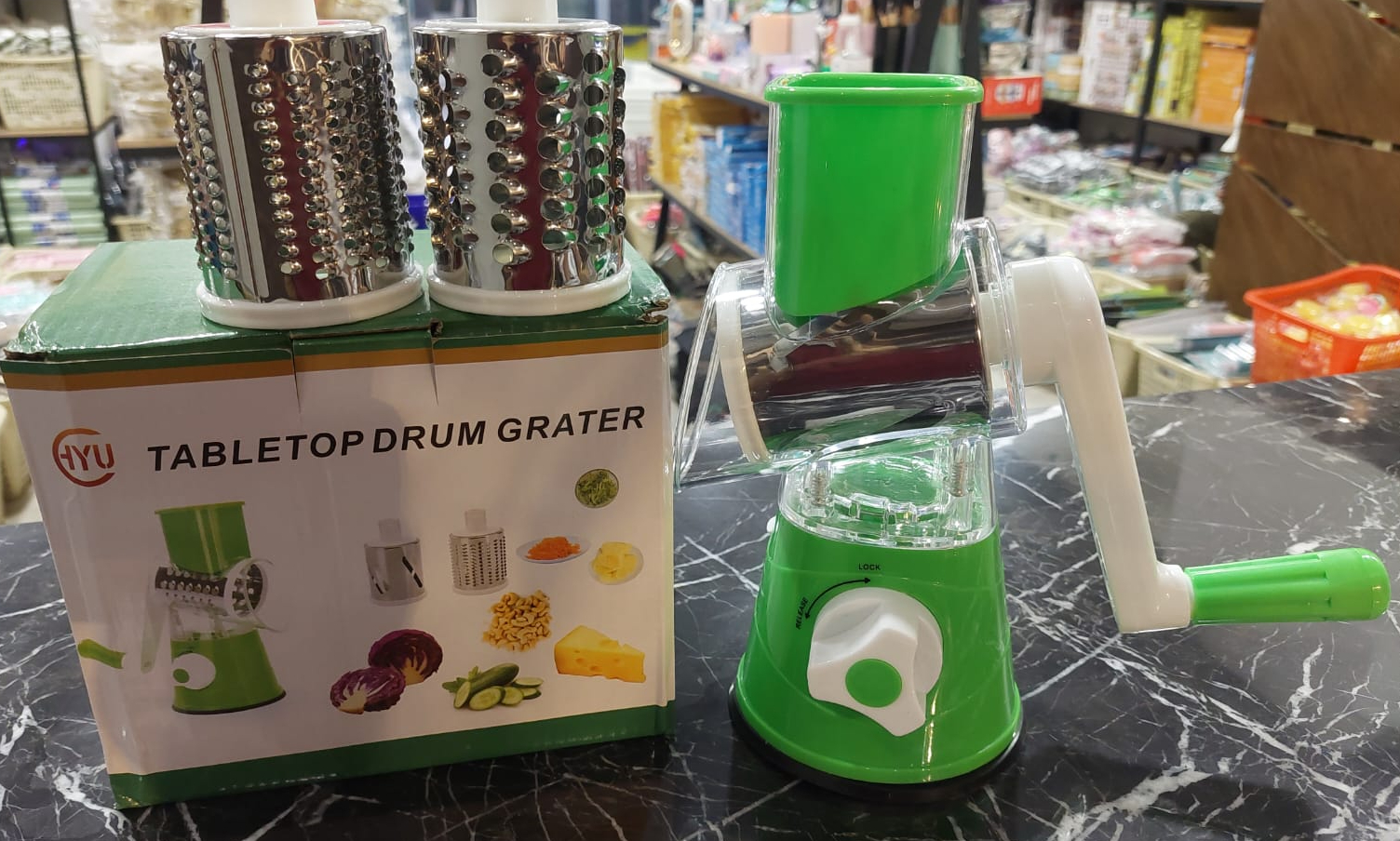 TableTop Drum Grater | Manual Vegetable Cutter Slicer & Grater | Multi-Functional Kitchen Gadget ( Random Color ) - Image 2