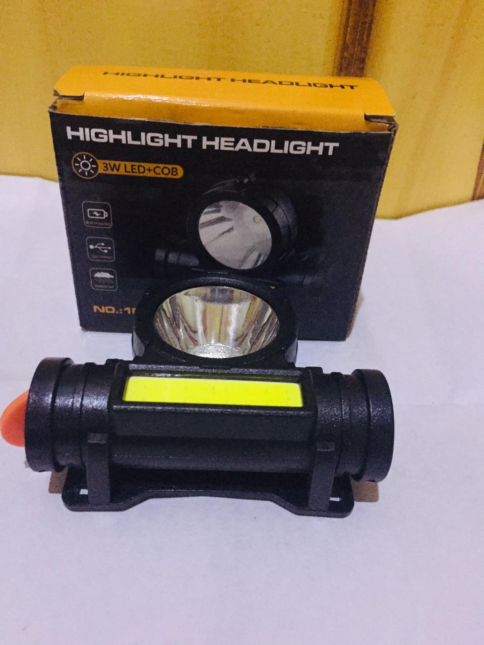 2 in 1 Headlight Torch Lamp – 3W LED+COB with Built-in Battery, Waterproof & USB Charge – Model: 108 - Image 3