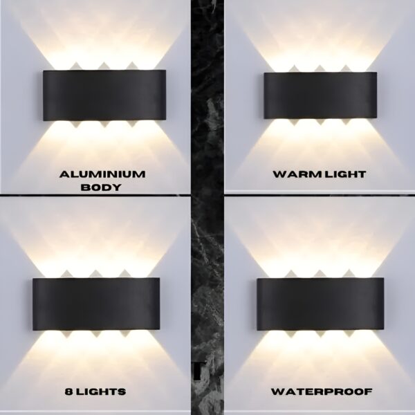 8 Way 8 Side Outdoor Waterproof Wall Light, Fancy LED light for wall, Aluminium IP65 Waterproof Outdoor Wall Lamps - 8 Watts - Image 11