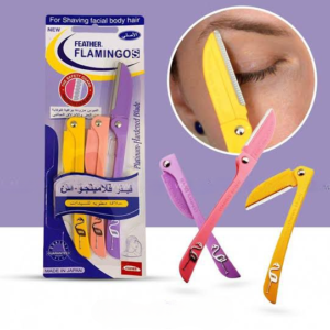 Flamingo S Razor Blades For Shaving Facial Body Hair Eyebrow – 3 Pieces (Random color)