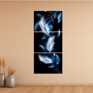 set of 3 leaf art wooden frames for wall decoration / sticky photo tiles