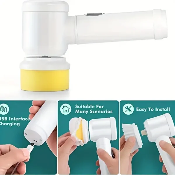 Handheld Electric Cleaning Brush Scrubber (5 in 1 Electric Brush) - Image 3