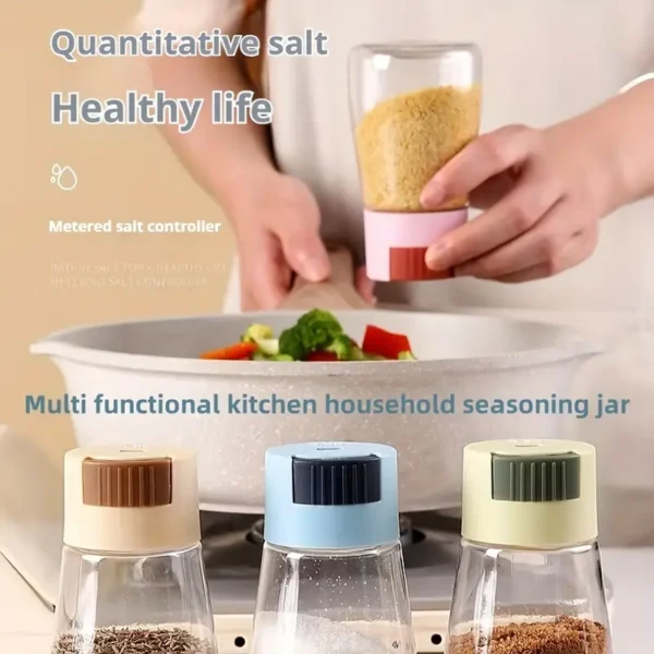Sealed Seasoning quantitative Bottle salt pepper condiment Dispenser Glass Spice Jar | Salt Control Bottle Press - 180ml (random color) - Image 4