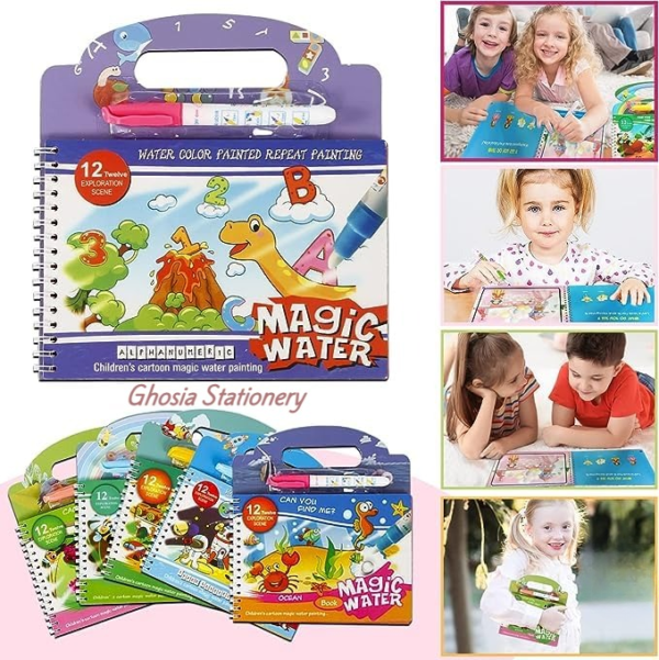 New Magic Water Book Painting Drawing Coloring Board Book Magic Water Pen (random book ) - Image 5