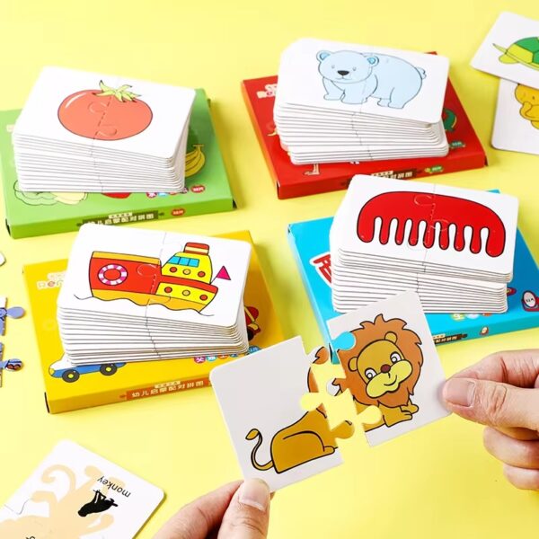 32 Pcs Montessori Toddler Card Matching Education Puzzle Toy Cartoon Jigsaw (Random shape Puzzle) - Image 5