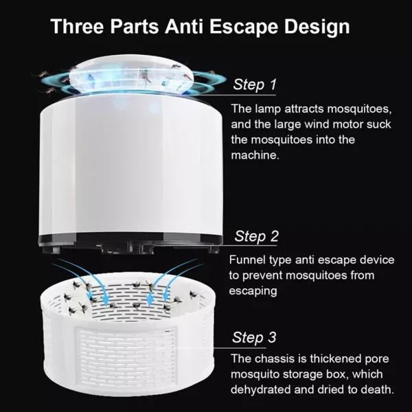 Mosquito Trap with Killer Lamp | Eco Friendly Chemical Free USB Connected UV LED Light Fly Bug Di-Speller with Suction Fan Repellent Lamp (Random color) - Image 8