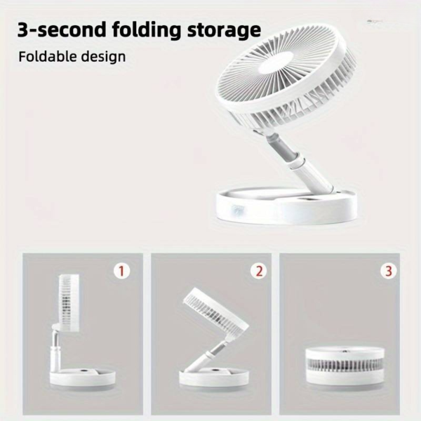 Long Stand Rechargeable Portable Folding Fan | Extendable Floor & Desktop Fan: Silent, Powerful, Portable (Random color) - Image 21