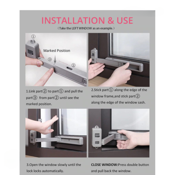 Window restrictor Window Lock Children Protection Window Restrictor ABS Child Safety Window Stopper Falling Prevention Locks Limiter - Image 5