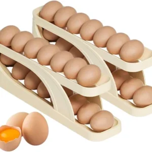 Egg Organizer Automatic Scrolling Egg Rack, Double Layer Egg Storage Tray ( Random Colors )