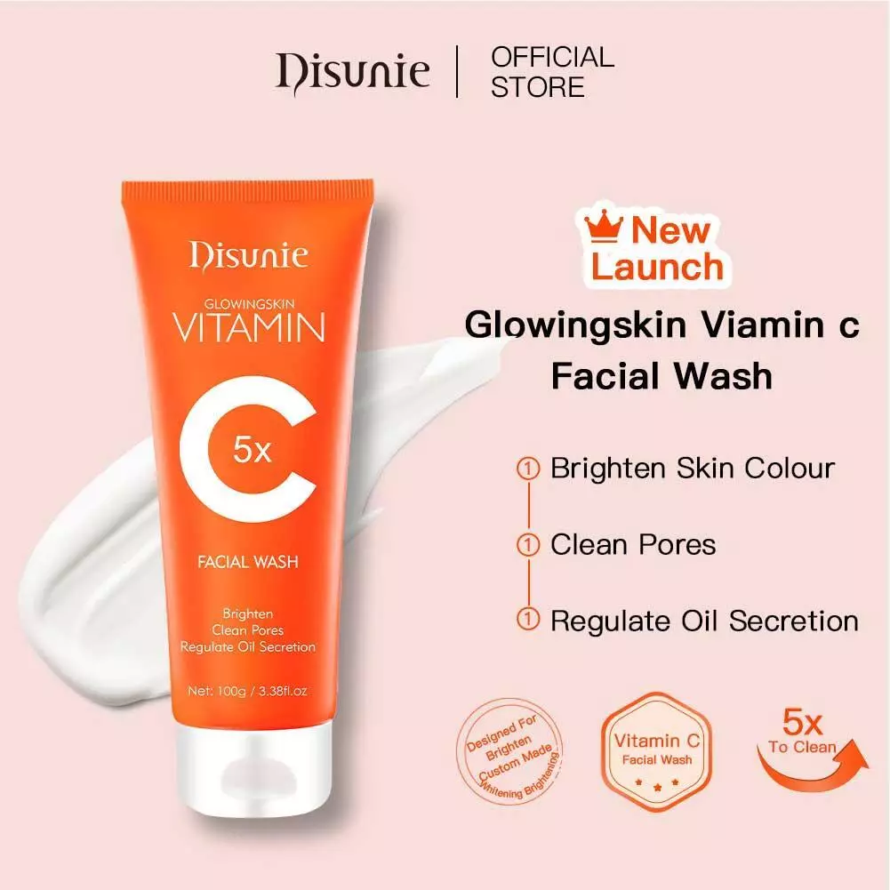 Disunie VC Facial Wash Cleanser Oil Control Anti-acne Glowing Collagen Deep Clean | Disunie Glowing Skin Vitamin C Facial Wash | 100 gram - Image 4