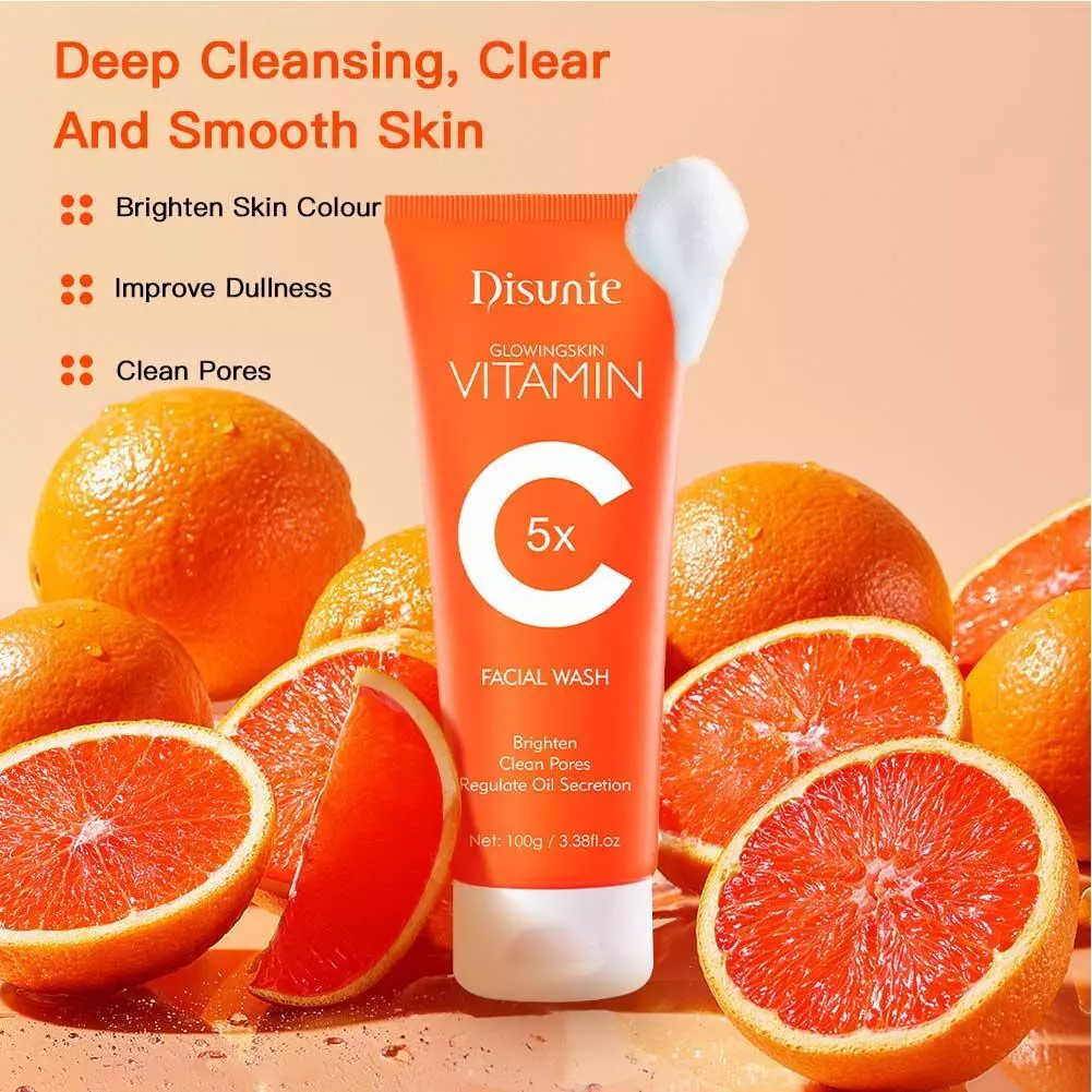 Disunie VC Facial Wash Cleanser Oil Control Anti-acne Glowing Collagen Deep Clean | Disunie Glowing Skin Vitamin C Facial Wash | 100 gram - Image 9