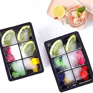 1 Pc Ice Cubes Tray, 6-Grid Ice Cubes Maker Square Ice Cubes Tray Silicone Ice Mold Party Bar(Random Color)